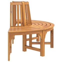 Banc demi-circulaire tour d'arbre Ø160cm bois massif eucalyptus 