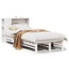 Lit bibliothèque sans matelas blanc 90x190 cm bois massif 