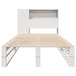 Lit bibliothèque sans matelas blanc 90x190 cm bois massif 