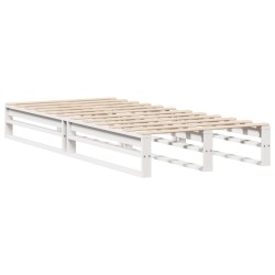 Lit bibliothèque sans matelas blanc 90x190 cm bois massif 