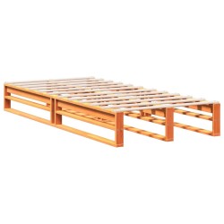 Lit bibliothèque sans matelas cire marron 90x190 cm pin massif 