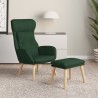 Chaise de relaxation avec repose-pied Vert foncé Tissu 