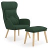 Chaise de relaxation avec repose-pied Vert foncé Tissu 