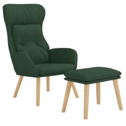 Chaise de relaxation avec repose-pied Vert foncé Tissu 