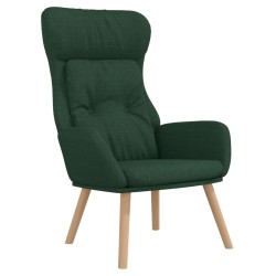 Chaise de relaxation avec repose-pied Vert foncé Tissu 