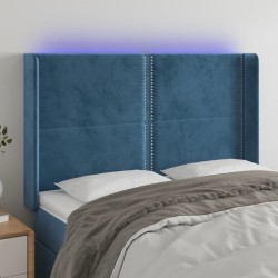 Tête de lit à LED Bleu foncé 147x16x118/128 cm Velours 