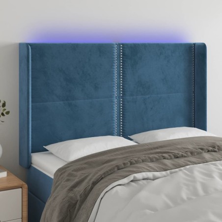 Tête de lit à LED Bleu foncé 147x16x118/128 cm Velours 