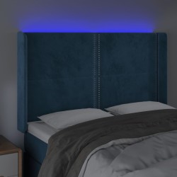 Tête de lit à LED Bleu foncé 147x16x118/128 cm Velours 