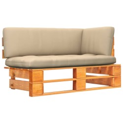 Canapé d'angle palette de jardin marron miel bois pin imprégné 