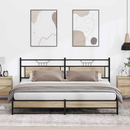 Cadre de lit en métal sans matelas chêne sonoma 193x203 cm 