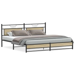 Cadre de lit en métal sans matelas chêne sonoma 193x203 cm 