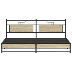 Cadre de lit en métal sans matelas chêne sonoma 193x203 cm 