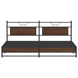 Cadre de lit en métal sans matelas chêne marron 193x203 cm 