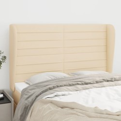 Tête de lit avec oreilles Crème 147x23x118/128 cm Tissu 