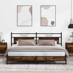 Cadre de lit en métal sans matelas chêne fumé 193x203 cm 