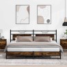 Cadre de lit en métal sans matelas chêne fumé 193x203 cm 