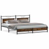 Cadre de lit en métal sans matelas chêne fumé 193x203 cm 