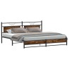 Cadre de lit en métal sans matelas chêne fumé 193x203 cm 