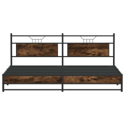 Cadre de lit en métal sans matelas chêne fumé 193x203 cm 