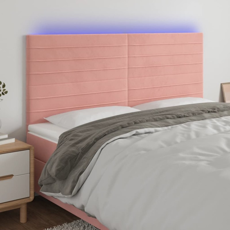 Tête de lit à LED Rose 200x5x118/128 cm Velours 