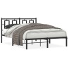 Cadre de lit métal sans matelas avec tête de lit noir 140x200cm 