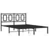 Cadre de lit métal sans matelas avec tête de lit noir 140x200cm 
