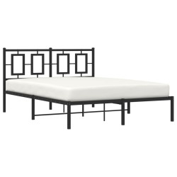 Cadre de lit métal sans matelas avec tête de lit noir 140x200cm 
