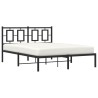 Cadre de lit métal sans matelas avec tête de lit noir 140x200cm 