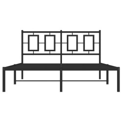 Cadre de lit métal sans matelas avec tête de lit noir 140x200cm 