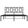 Cadre de lit métal sans matelas avec tête de lit noir 140x200cm 