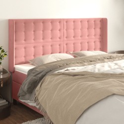 Tête de lit avec oreilles Rose 163x16x118/128 cm Velours 