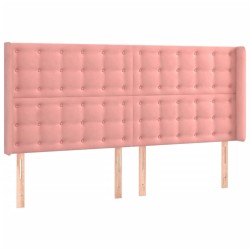 Tête de lit avec oreilles Rose 163x16x118/128 cm Velours 