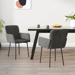 Chaises à manger lot de 2 Gris foncé Velours 