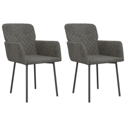 Chaises à manger lot de 2 Gris foncé Velours 