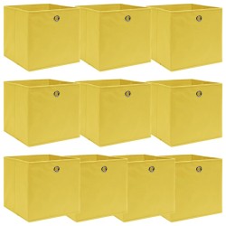 Boîtes de rangement 10 pcs Jaune 32x32x32 cm Tissu 