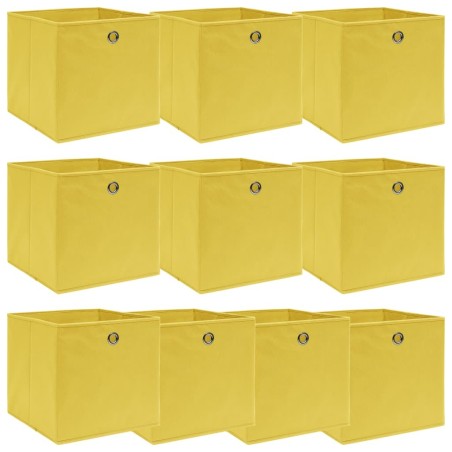 Boîtes de rangement 10 pcs Jaune 32x32x32 cm Tissu 