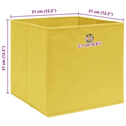 Boîtes de rangement 10 pcs Jaune 32x32x32 cm Tissu 