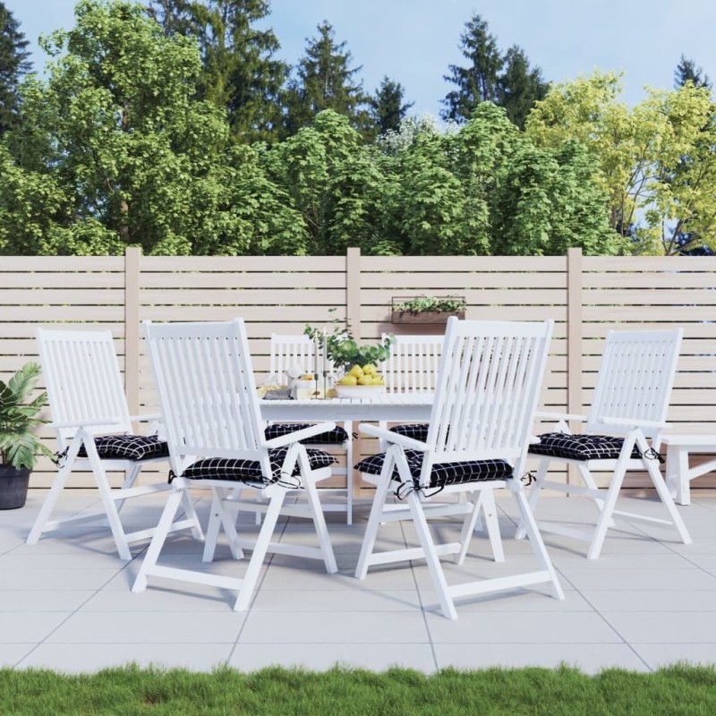 Coussins de chaise lot de 6 carreaux noir 40x40x7 cm tissu 