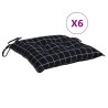 Coussins de chaise lot de 6 carreaux noir 40x40x7 cm tissu 