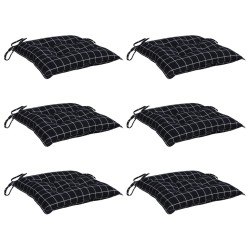 Coussins de chaise lot de 6 carreaux noir 40x40x7 cm tissu 