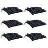 Coussins de chaise lot de 6 carreaux noir 40x40x7 cm tissu 