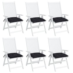 Coussins de chaise lot de 6 carreaux noir 40x40x7 cm tissu 