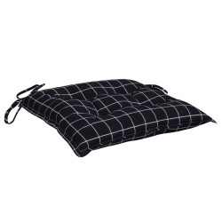 Coussins de chaise lot de 6 carreaux noir 40x40x7 cm tissu 