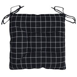 Coussins de chaise lot de 6 carreaux noir 40x40x7 cm tissu 