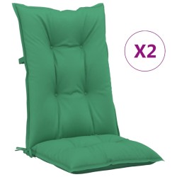 Coussins de chaise de jardin à dossier haut lot de 2 vert tissu 