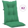 Coussins de chaise de jardin à dossier haut lot de 2 vert tissu 