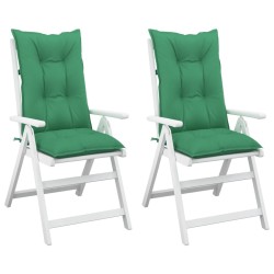 Coussins de chaise de jardin à dossier haut lot de 2 vert tissu 