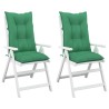 Coussins de chaise de jardin à dossier haut lot de 2 vert tissu 