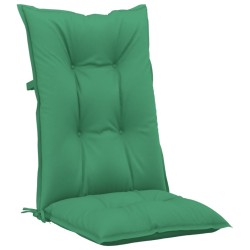 Coussins de chaise de jardin à dossier haut lot de 2 vert tissu 
