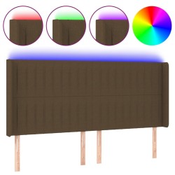 Tête de lit à LED Marron foncé 163x16x118/128 cm Tissu 